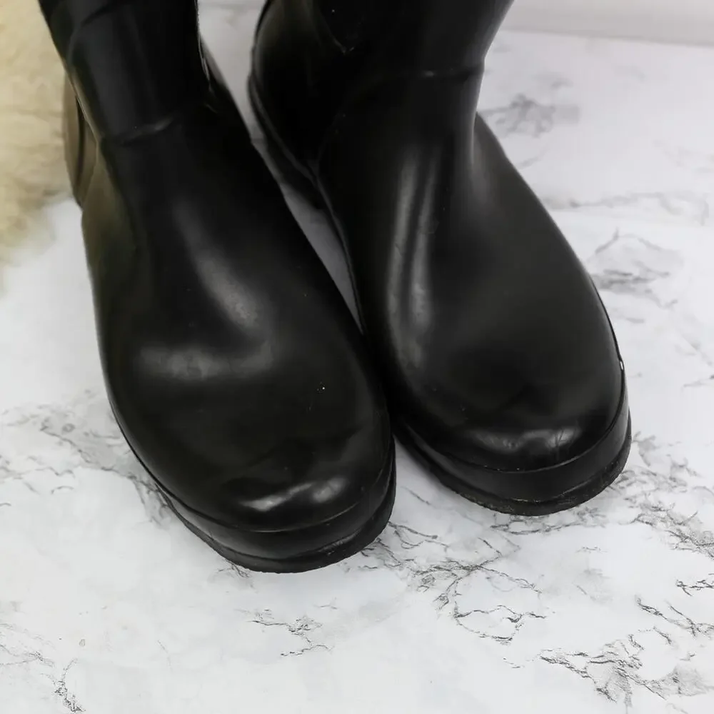 Hunter Arlen Black Tall Waterproof Pull On Rain Boots Size 7 women's